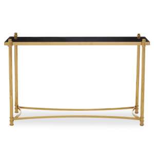 Orion Black Glass Top Console Table With Gold Metal Frame