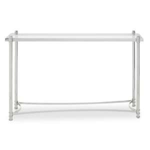 Orion Clear Glass Top Console Table With Silver Metal Frame