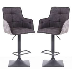 Orion Dark Grey Suede Effect Bar Stool With Metal Base In Pair