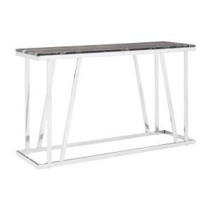 Orion Marble Console Table Rectangular In Black With Steel Frame