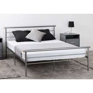 Osaka Metal King Size Bed In Silver