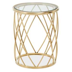 Orion Round Clear Glass Top Side Table With Gold Frame
