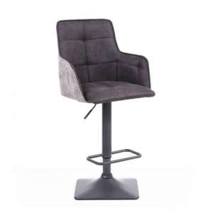 Orion Suede Effect Bar Stool In Dark Grey With Metal Base