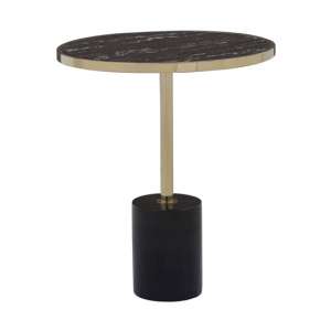 Orizone Black Marble End Table With Gold Pedestal