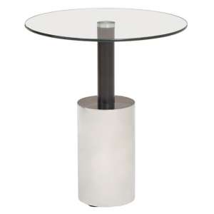 Orizone Clear Glass End Table With Silver Base