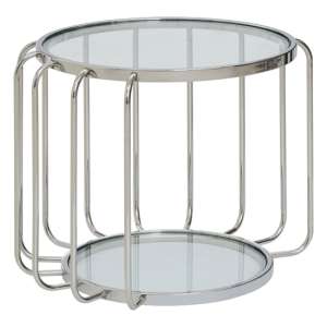 Orizone Clear Glass Top Side Table With Chrome Steel Base