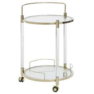 Orizone Round Clear Glass Drinks Trolley With Gold Frame