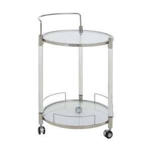 Orizone Round Clear Glass Drinks Trolley With Silver Frame