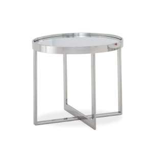 Orla Glass Top End Table In Clear With Polished Steel Base