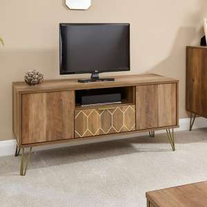 Ormskirk TV Stand In Mango Wood Effect With 1 Drawer