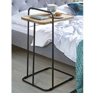 Orono Wooden Side Table In Oak With Black Metal Frame