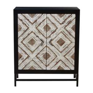 Orphee Wooden Storage Cabinet With Metal Frame In Black