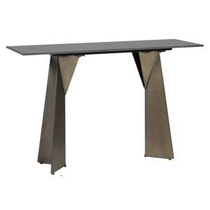 Orth Rectangular Stone Console Table With Gold Metal Base