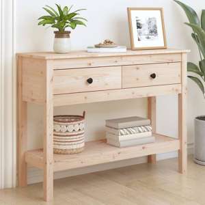 Orsin Pine Wood Console Table With 2 Drawers In Natural