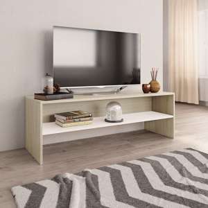 Orya Wooden TV Stand With Undershelf In White And Sonoma Oak