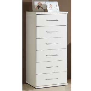 Osaka Wooden Chest Of Drawers In White With 5 Drawers