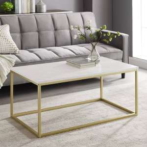 Oslo White Marble Effect Coffee Table With Gold Metal Frame