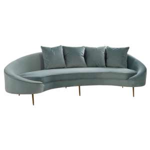 Osmodin Velvet Upholstered 4 Seater Sofa In Light Blue