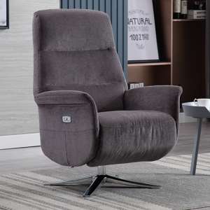Osterley Fabric Electric Swivel Recliner Chair In Flint