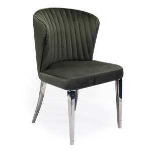 Ottavia Velvet Fabric Dining Chair In Grey