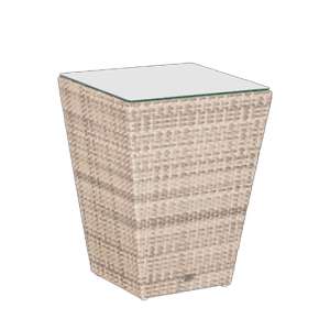 Ottery Outdoor Maldives Clear Glass Top Side Table In Pearl