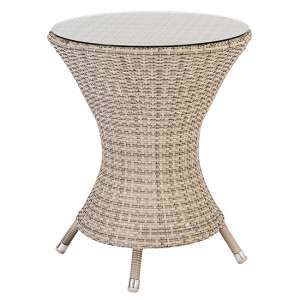 Ottery Outdoor Wave 600mm Glass Top Bistro Table In Pearl
