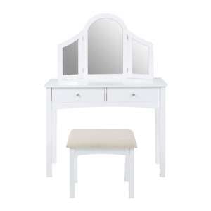 Maasym Wooden Dressing Table And Stool In White    