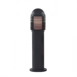 Outdoor Post Light In Black With Ridges Top And White Diffuser