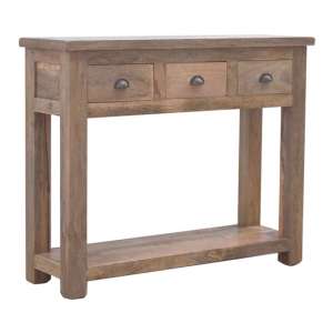 Ouzel Wooden Console Table In Oak Ish with 3 Drawers