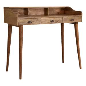 Ouzel Wooden Gallery Back Study Desk In Oak With Cable Access