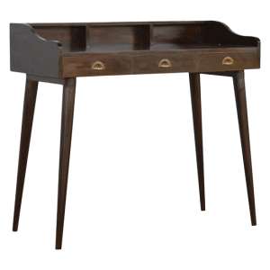 Ouzel Wooden Gallery Back Study Desk In Walnut With 3 Drawers