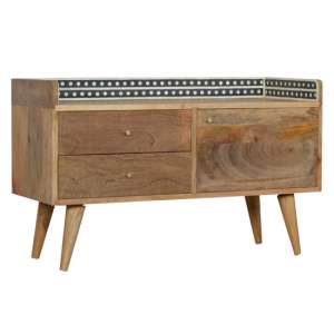 Ouzel Wooden TV Stand In Bone Inlay Gallery Back And Oak