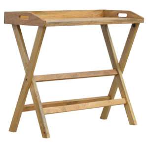 Ovum Wooden Butler Style Study Desk In Oak Ish With Foldable Leg