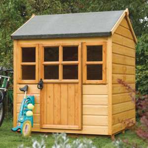 Oxer Wooden Little Lodge Kids Playhouse In Natural Timber