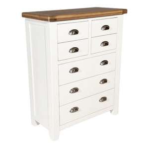 Oxford Wooden Chest Of Drawers In White And Oak With 7 Drawers