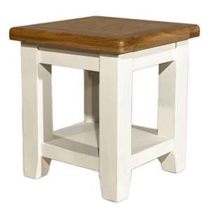 Oxford Wooden End Table In White And Oak