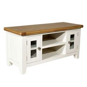Oxford Wooden Large TV Unit In White And Oak