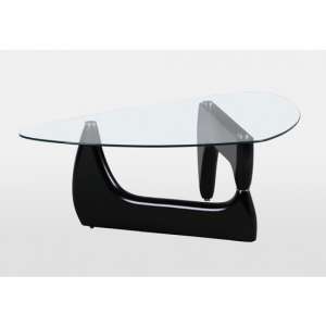 Pacari Clear Glass Coffee Table With Black High Gloss Base