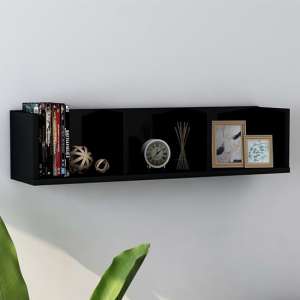 Pacorro High Gloss Wall Shelf With 3 Compartments In Black