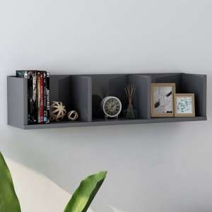 Pacorro High Gloss Wall Shelf With 3 Compartments In Grey