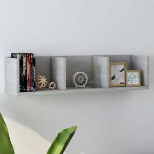 Pacorro Wooden Wall Shelf With 3 Compartment In Concrete Effect