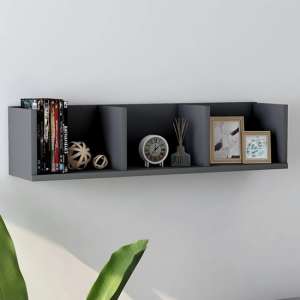 Pacorro Wooden Wall Shelf With 3 Compartments In Grey