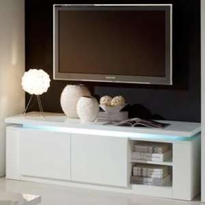 Padua LED TV Stand In White High Gloss With 2 Doors