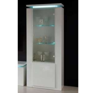 Padua Florescent Light 2 Doors Display Cabinet In White Gloss