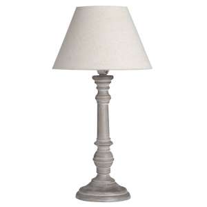 Paella Wooden Table Lamp In Grey With Beige Shade