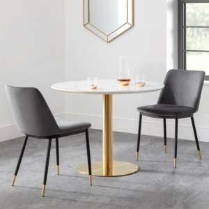 Pahana Marble Dining Table With 2 Daiva Grey Chairs