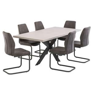 Palmen Extending Wooden Dining Table With 6 Arcoz Taupe Chairs