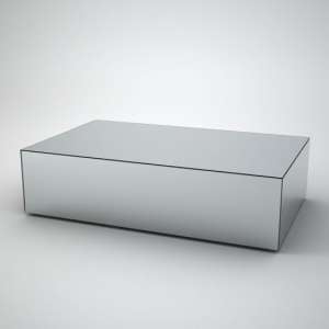 Palo Rectangular Mirrored Wooden Coffee Table In Silver