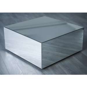 Palo Square Mirrored Wooden Coffee Table In Silver