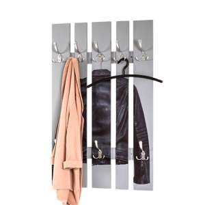 Palos Wooden Wall Hung 8 Hook Coat Rack In Leather Jacket Print